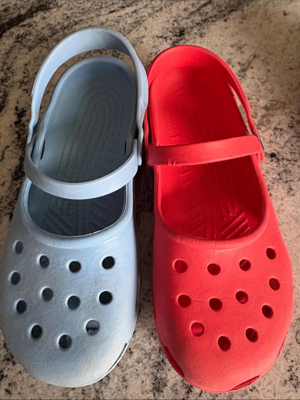 CROCS Two Pair of  Sandals in Light Blue and Bright orange